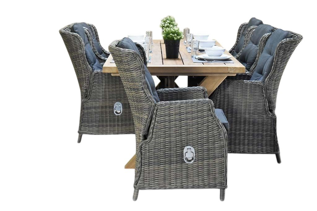 Norwich-Darwin verstelbare Tuinset 6 Personen - Teak / Kobo Grey