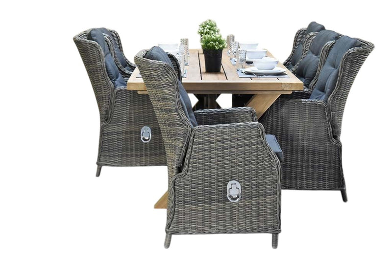 Norwich-Darwin verstelbare Tuinset 6 Personen - Teak / Kobo Grey