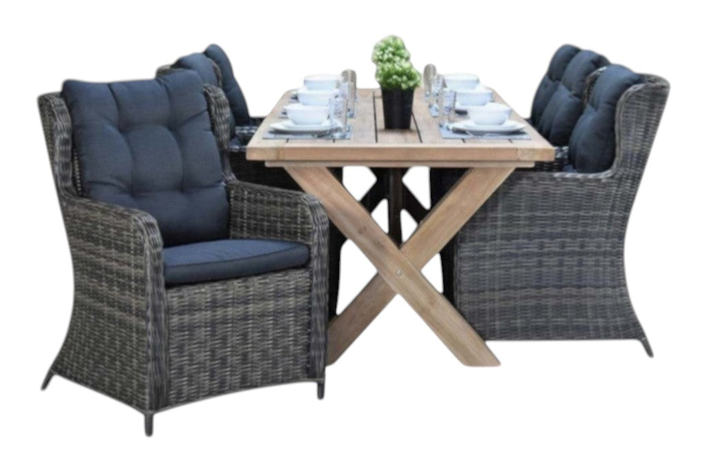 Norwich-Delano Tuinset 6 Personen - Teak / Kobo Grey