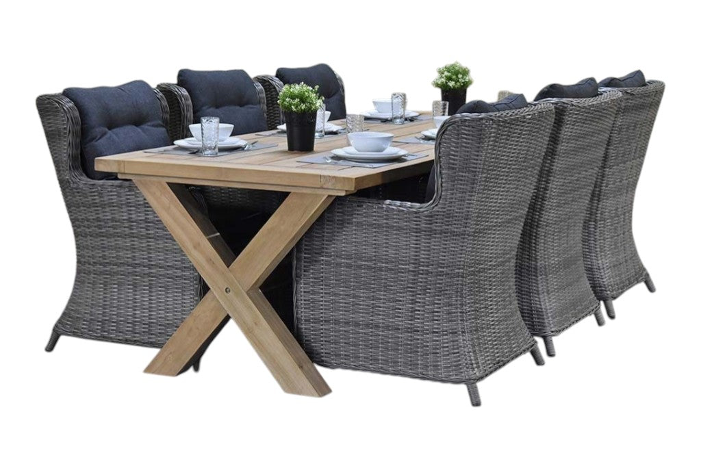 Norwich-Delano Tuinset 6 Personen - Teak / Natural Grey
