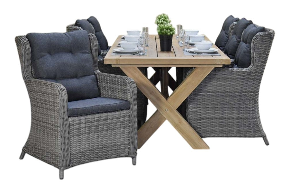 Norwich-Delano Tuinset 6 Personen - Teak / Natural Grey