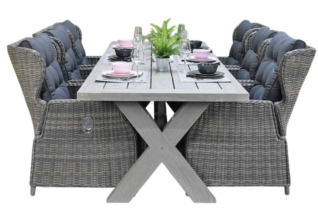 Norwich-Barcelona verstelbare Tuinset 6 Personen - Acacia / Kobo Grey