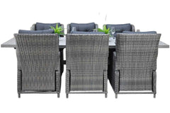 Norwich-Barcelona verstelbare Tuinset 6 Personen - Acacia / Kobo Grey