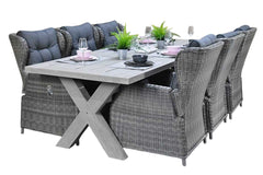 Norwich-Barcelona verstelbare Tuinset 6 Personen - Acacia / Kobo Grey