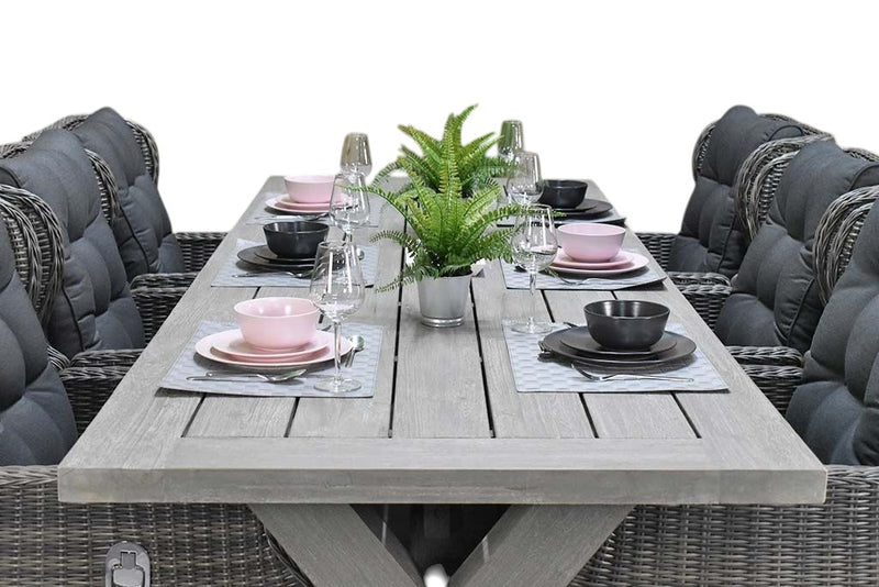 Norwich-Barcelona verstelbare Tuinset 6 Personen - Acacia / Kobo Grey