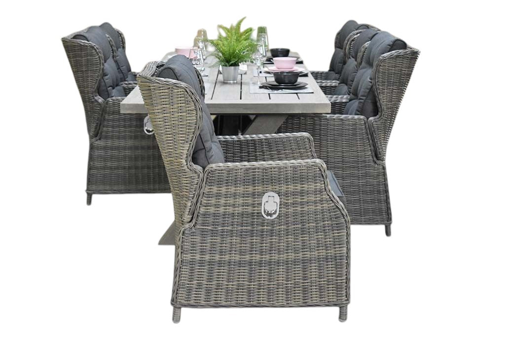 Norwich-Barcelona verstelbare Tuinset 6 Personen - Acacia / Kobo Grey