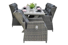 Norwich-Barcelona verstelbare Tuinset 6 Personen - Acacia / Kobo Grey