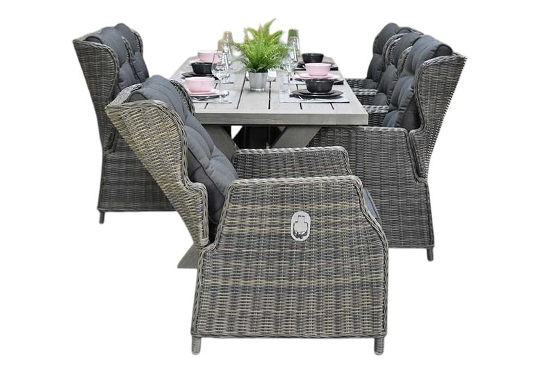 Norwich-Barcelona verstelbare Tuinset 6 Personen - Acacia / Kobo Grey