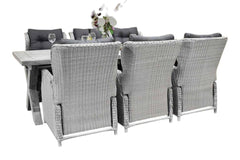Norwich-Barcelona verstelbare Tuinset 6 Personen - Acacia / Light Kobo Grey