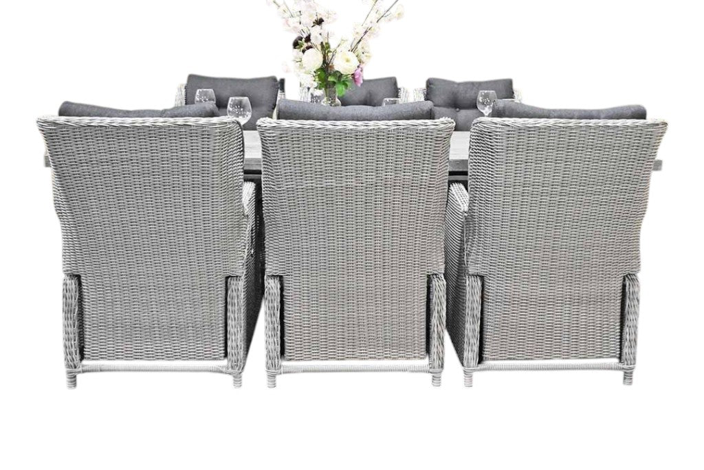 Norwich-Barcelona verstelbare Tuinset 6 Personen - Acacia / Light Kobo Grey