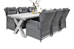 Norwich-Barcelona verstelbare Tuinset 6 Personen - Acacia / Rock Grey