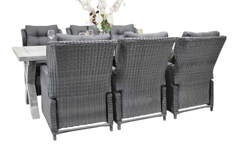 Norwich-Barcelona verstelbare Tuinset 6 Personen - Acacia / Rock Grey