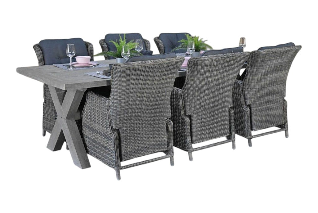Norwich-Darwin verstelbare Tuinset 6 Personen - Acacia / Kobo Grey