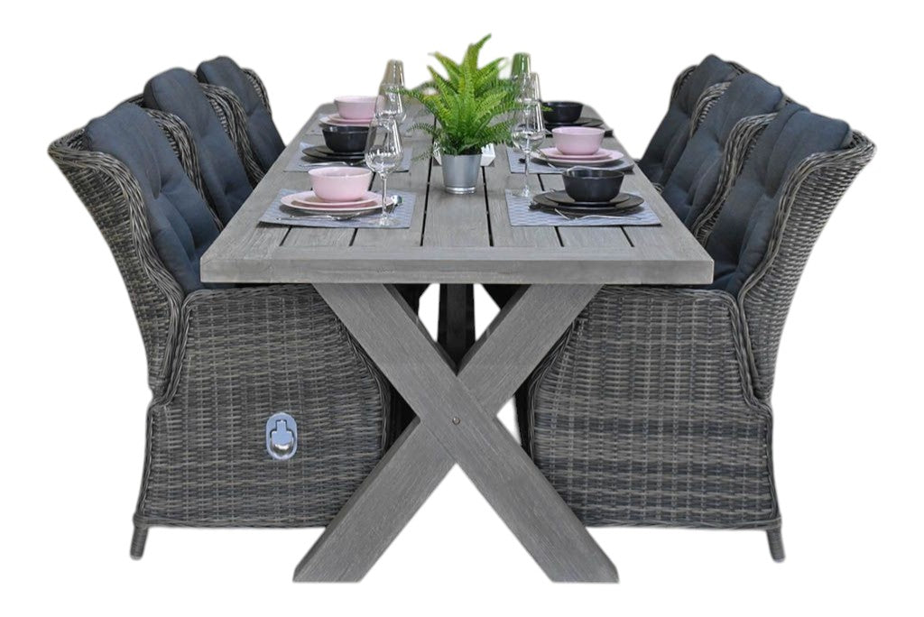 Norwich-Darwin verstelbare Tuinset 6 Personen - Acacia / Kobo Grey