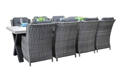 Norwich-Darwin Tuinset 8 Personen - Polystone, Gepoedercoat staal / Kobo Grey