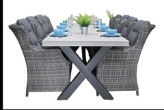 Norwich-Darwin Tuinset 8 Personen - Polystone, Gepoedercoat staal / Kobo Grey