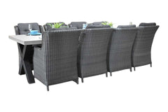 Norwich-Darwin Tuinset 8 Personen - Polystone, Gepoedercoat staal / Rock Grey
