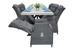 Norwich-Darwin verstelbare Tuinset 8 Personen - Polystone, Gepoedercoat staal / Rock Grey