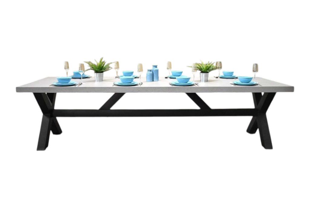 Norwich Rechthoekige Polystone Tuintafel 300 cm - Staal / Polystone