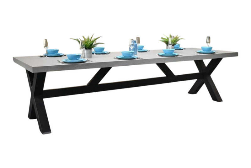 Norwich Rechthoekige Polystone Tuintafel 300 cm - Staal / Polystone