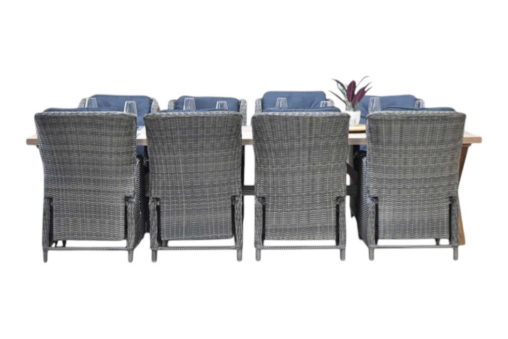 Norwich-Darwin verstelbare Tuinset 8 Personen - Teak / Kobo Grey