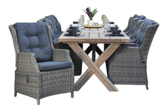 Norwich-Darwin verstelbare Tuinset 8 Personen - Teak / Kobo Grey
