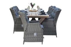 Norwich-Darwin verstelbare Tuinset 8 Personen - Teak / Kobo Grey