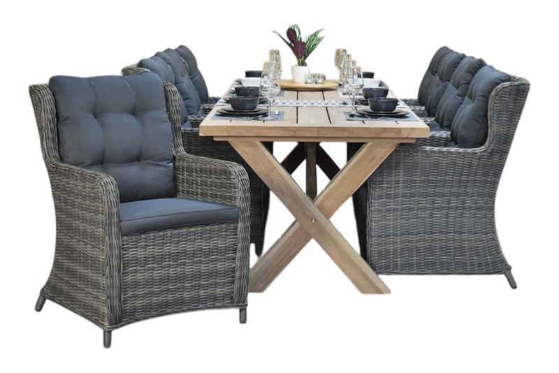 Norwich-Delano Tuinset 8 Personen - Teak / Kobo Grey