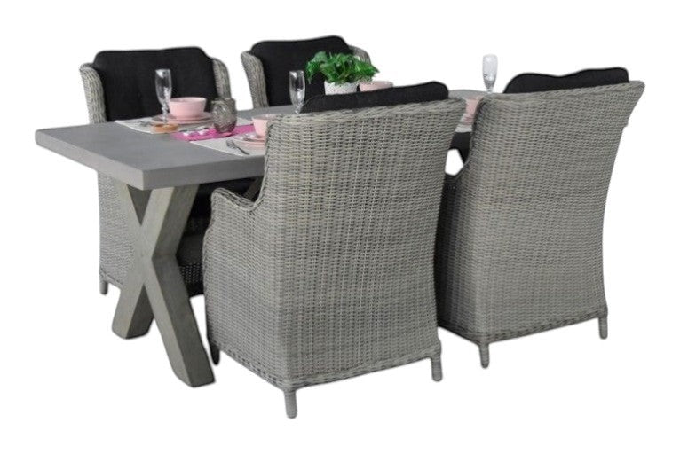 Norwich-Darwin Tuinset 4 Personen - Polystone, Vintage Antique Grey / Light Kobo Grey