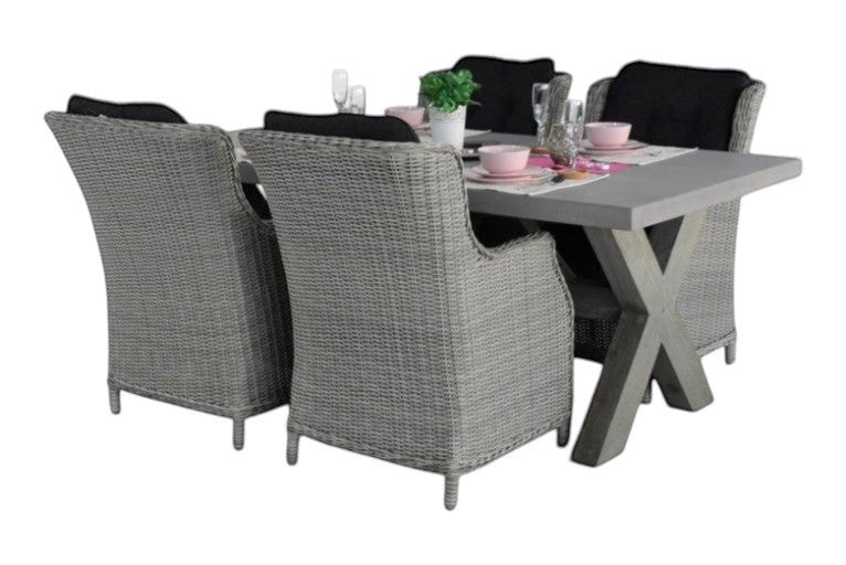 Norwich-Darwin Tuinset 4 Personen - Polystone, Vintage Antique Grey / Light Kobo Grey