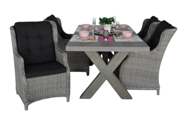 Norwich-Darwin Tuinset 4 Personen - Polystone, Vintage Antique Grey / Light Kobo Grey