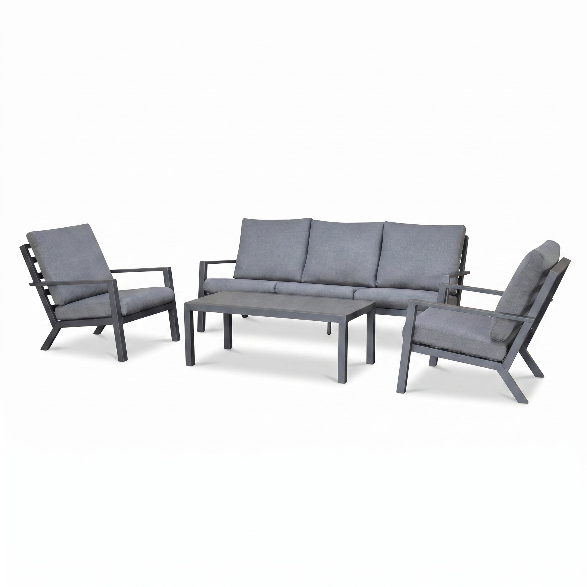 Pollencia Loungeset 3-zits + 2 stoelen in einem stimmungsvollen Garten - Outnest Gartenmöbel