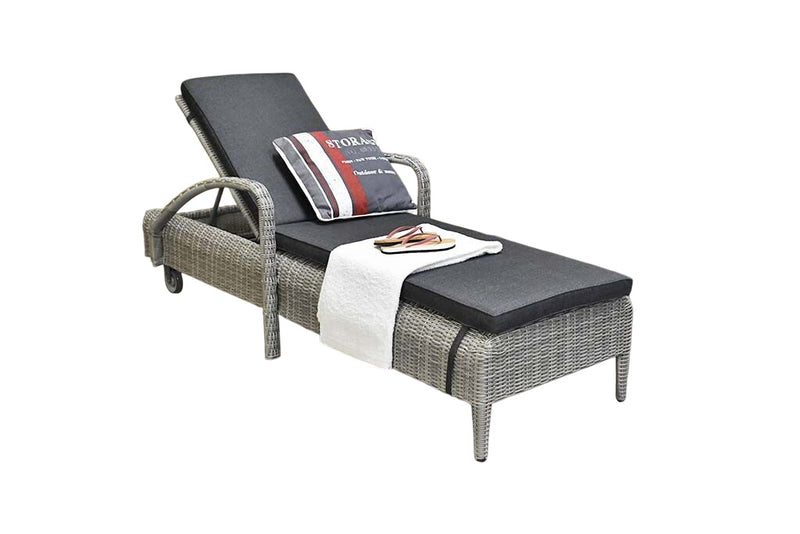 Madrid Verstelbare Loungeset - Spraystone / Light Kobo Grey / Vuurtafel 150 cm