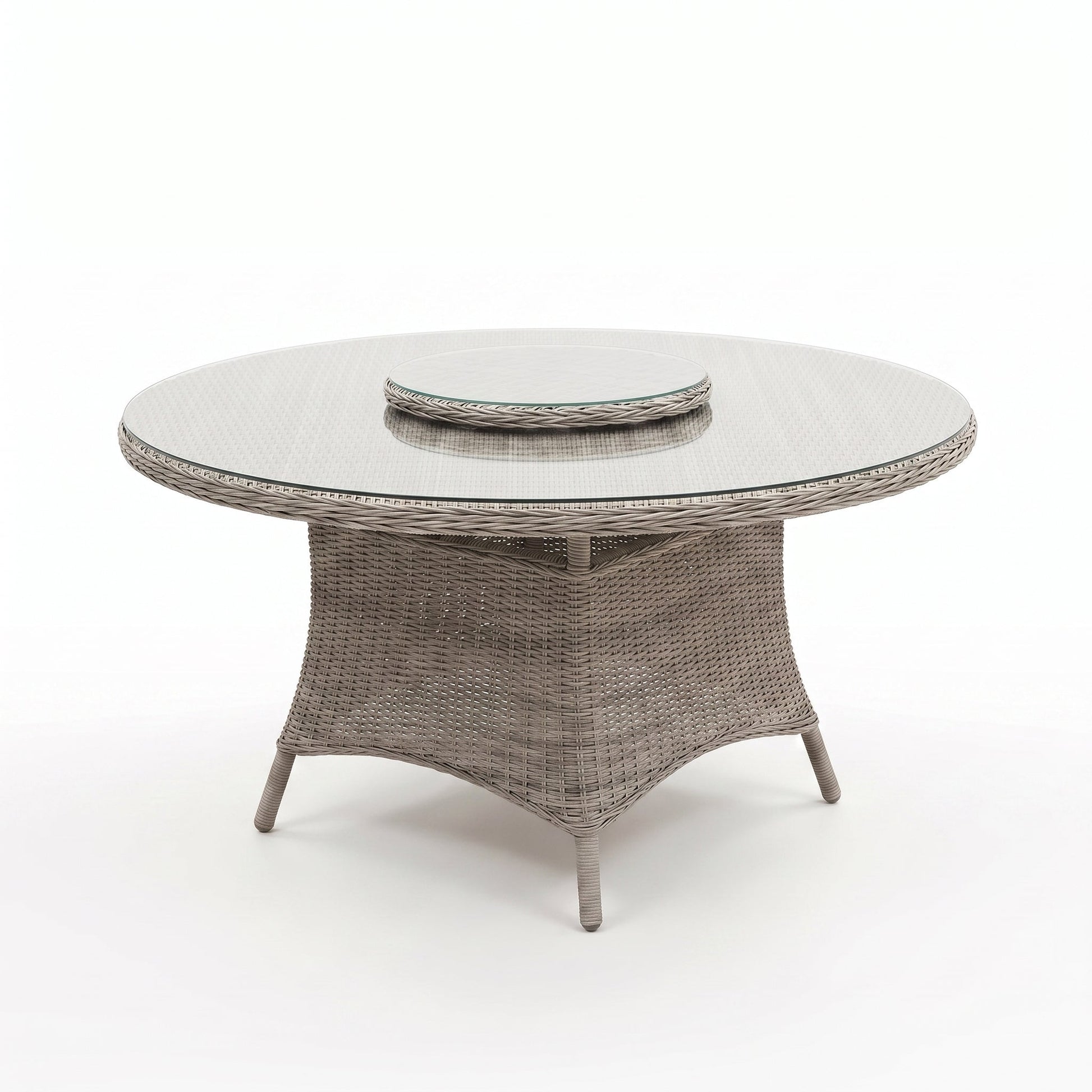 Rio Ronde Tuintafel 130 cm - Glas / Light Kobo Grey in einem stimmungsvollen Garten - Outnest Gartenmöbel