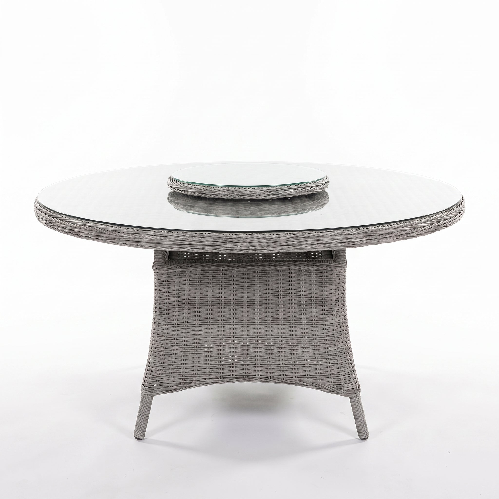 Rio Ronde Tuintafel 150 cm - Glas / Light Kobo Grey in einem stimmungsvollen Garten - Outnest Gartenmöbel