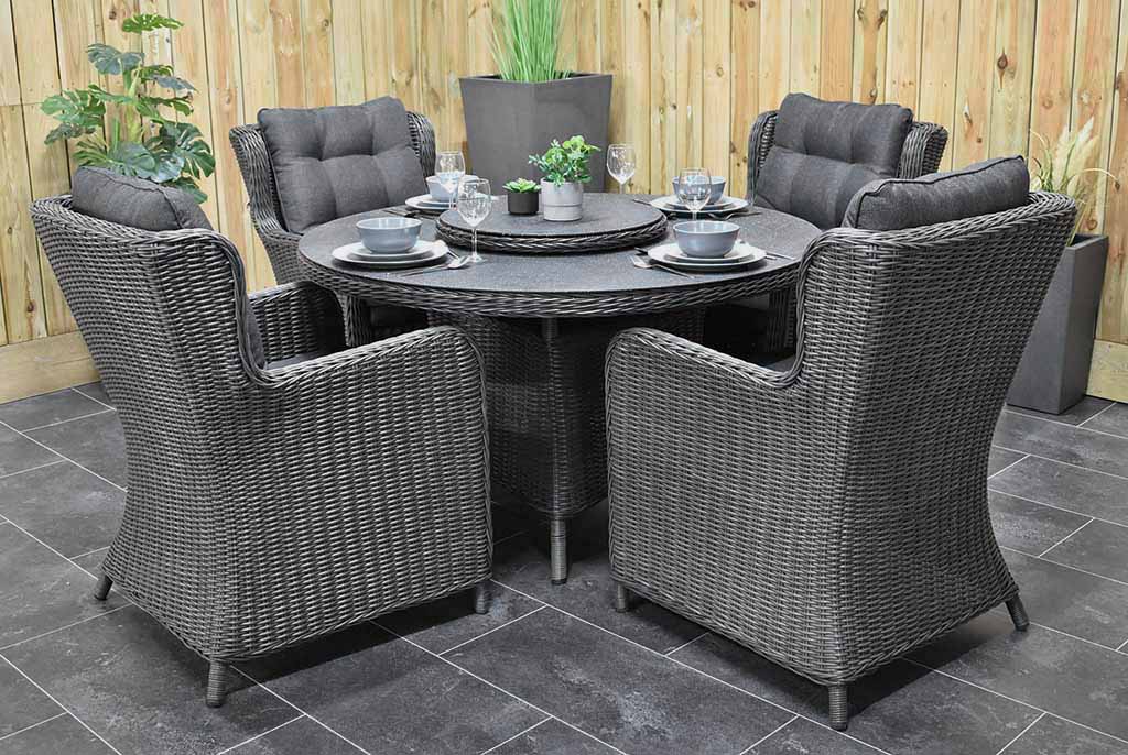 Outnest Rio tuinset 4 personen Delano Rock Grey compleet vooraanzicht