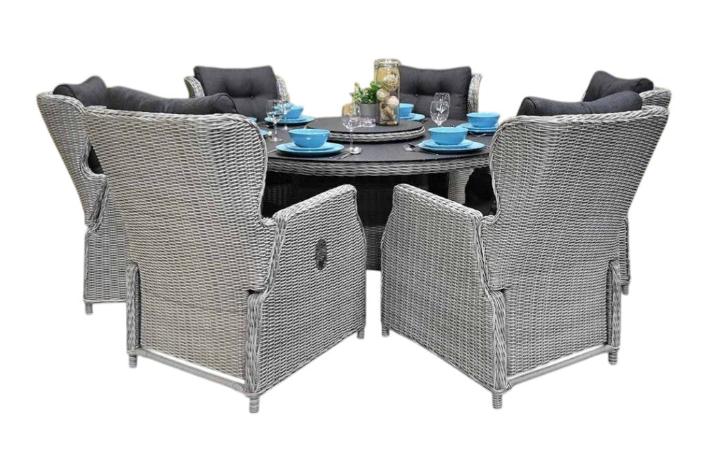 Rio-Barcelona verstelbare Tuinset 6 Personen - Light Kobo Grey / Spray Stone