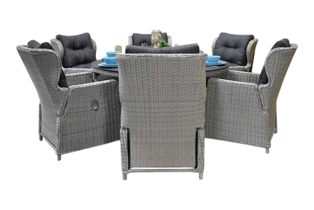 Rio-Barcelona verstelbare Tuinset 6 Personen - Light Kobo Grey / Spray Stone