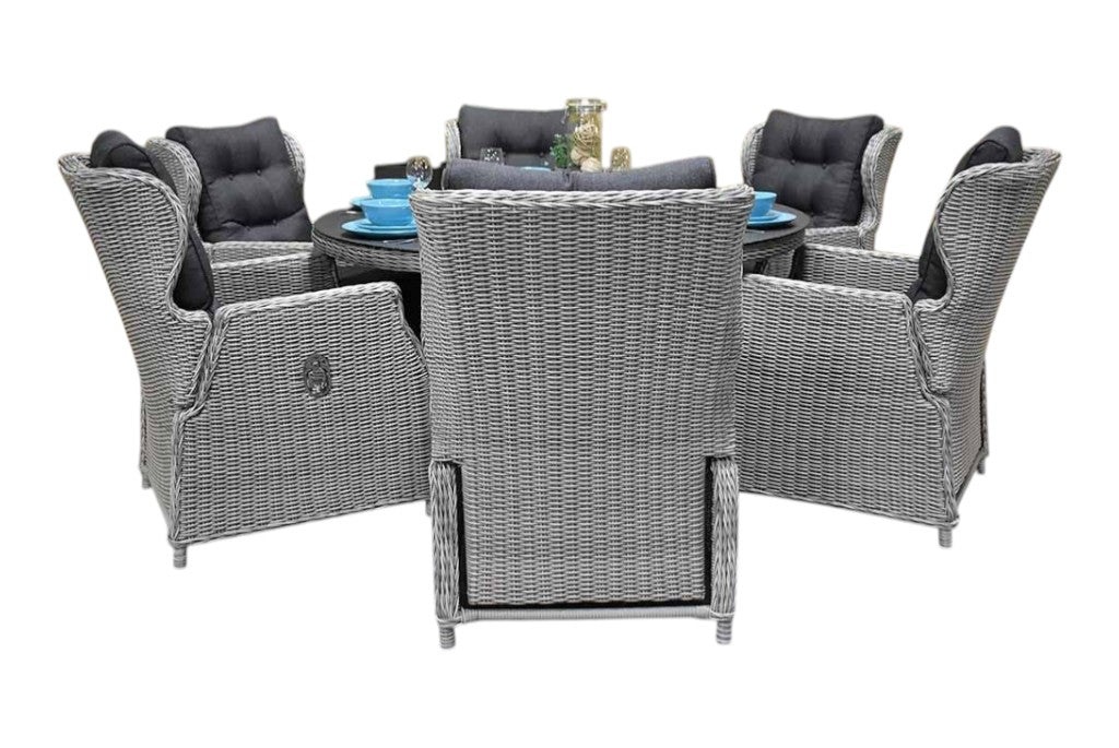 Rio-Barcelona verstelbare Tuinset 6 Personen - Light Kobo Grey / Spray Stone