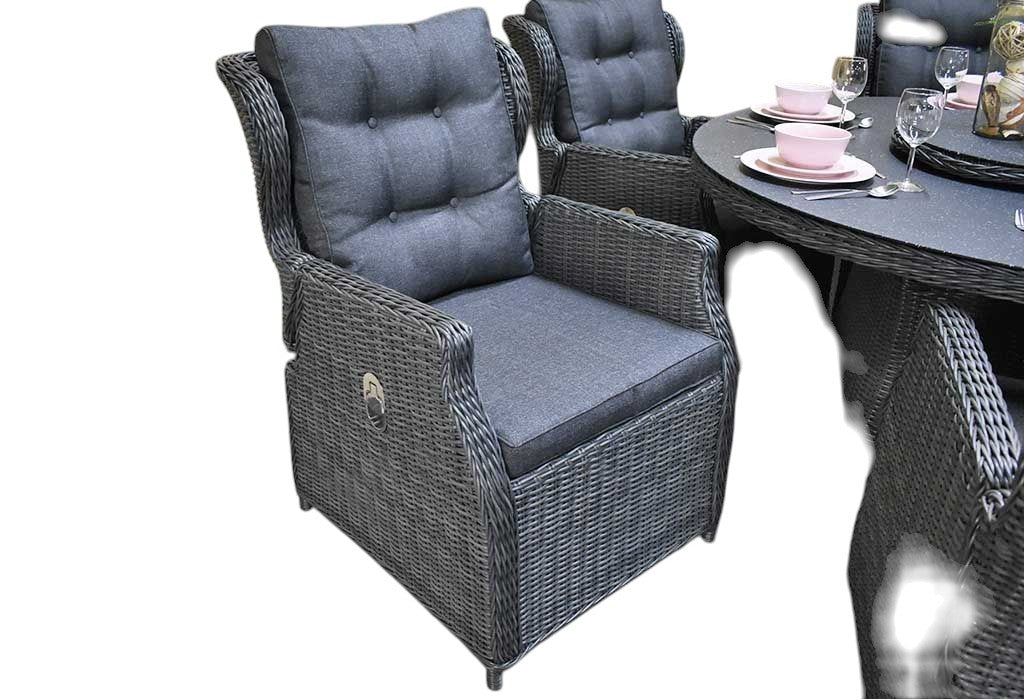 Rio-Barcelona verstelbare Tuinset 6 Personen - Rock Grey / Spray Stone