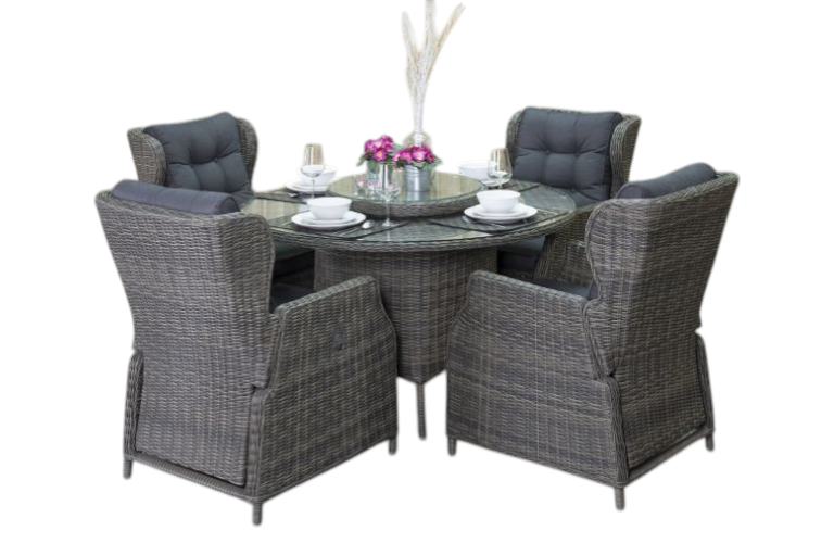 Rio-Barcelona verstelbare Tuinset 4 Personen - Kobo Grey