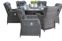Rio-Barcelona verstelbare Tuinset 6 Personen - Glas / Kobo Grey