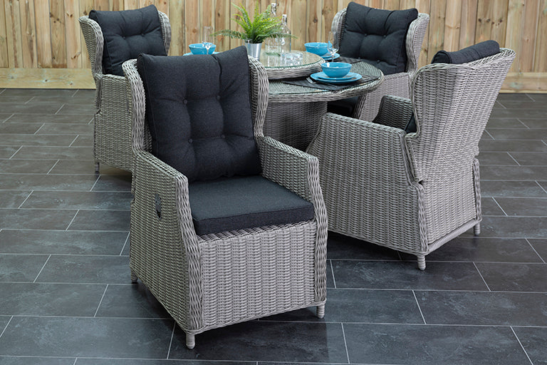 Rio tuinset 4 personen Barcelona Light Kobo Grey stoel detail rugleuning