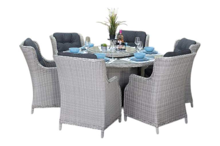 Rio-Darwin Tuinset 6 Personen - Glas / Light Kobo Grey