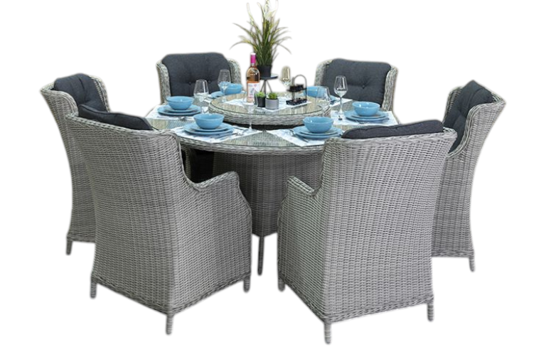 Rio-Darwin Tuinset 6 Personen - Glas / Light Kobo Grey