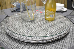 Rio Runder Gartentisch 150 cm – Glas / Hellgrau