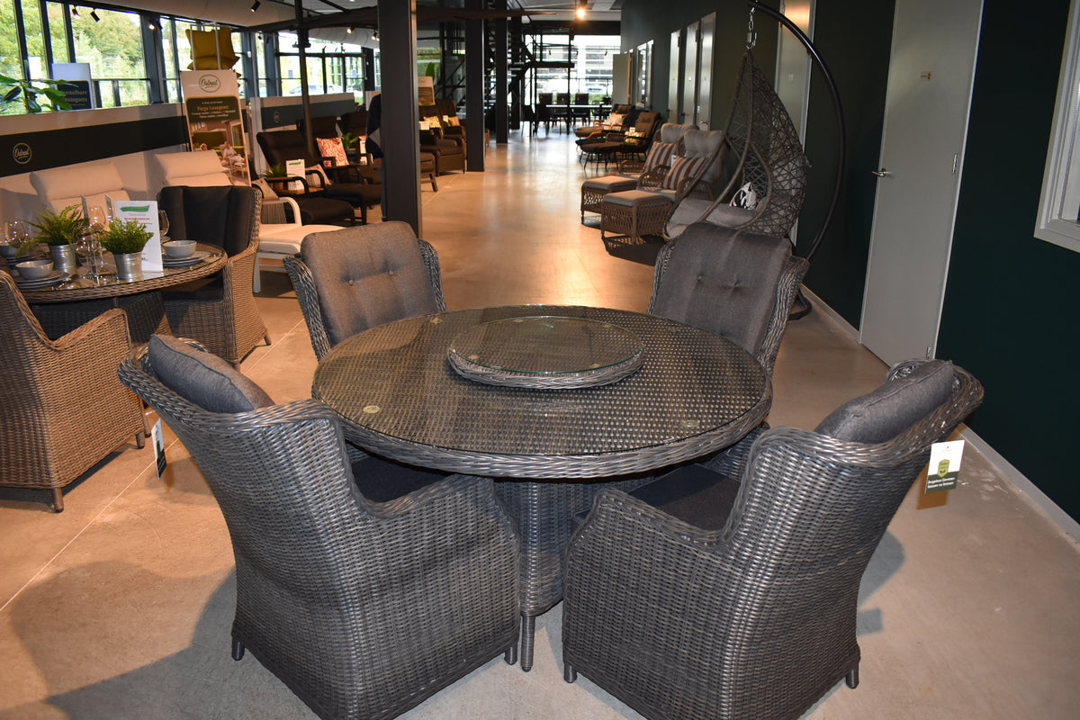 Rio-Darwin Tuinset 4 Personen - Glas / Rock Grey