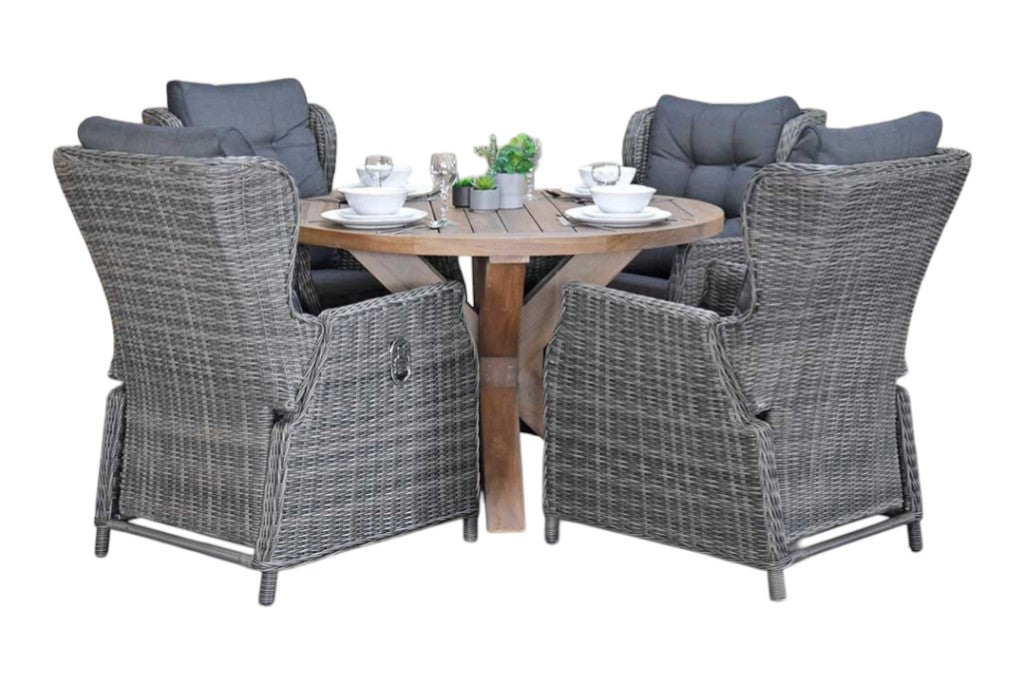 Surakarta-Barcelona verstelbare Tuinset 4 Personen - Kobo Grey