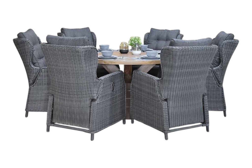 Surakarta-Barcelona verstelbare Tuinset 6 Personen - Rock Grey