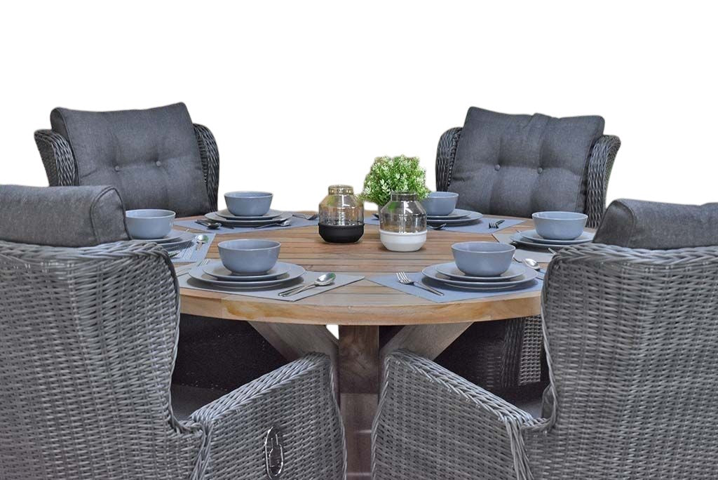 Surakarta-Barcelona verstelbare Tuinset 6 Personen - Rock Grey